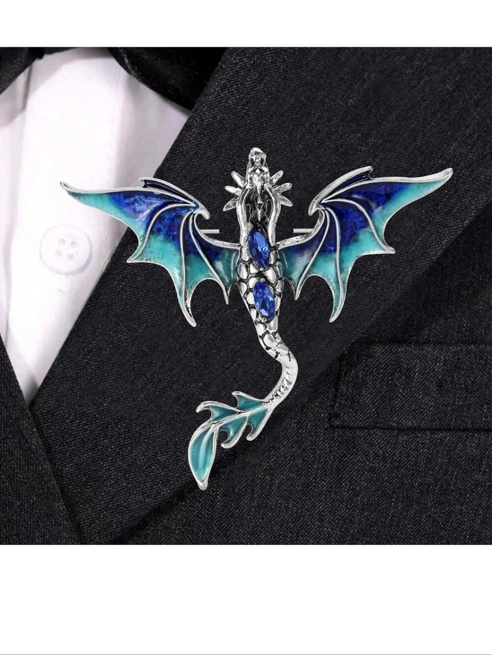 Blue Dragon Lapel Pin - Men's Accessory
